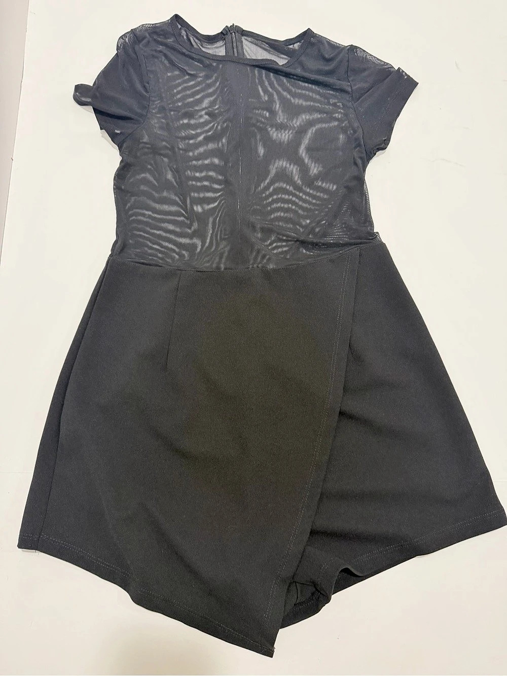 SHEIN Black Mesh See-Through Top & Shorts Set Women’s Medium Stretchy